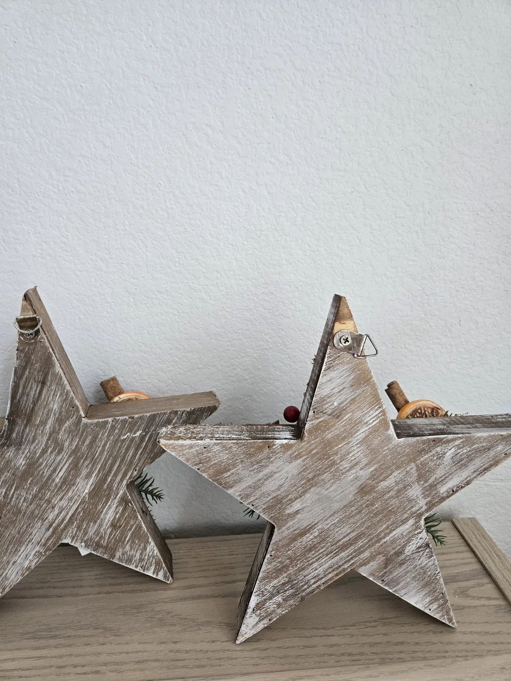 Set Of TWO! Ashland Wooden Star Floral Decor Holiday Spice -NEW